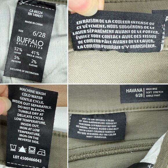 Buffalo David Bitton Jeans Women 6 -28 Havana High Rise Soft Stretch Ankle Pants - Picture 8 of 16